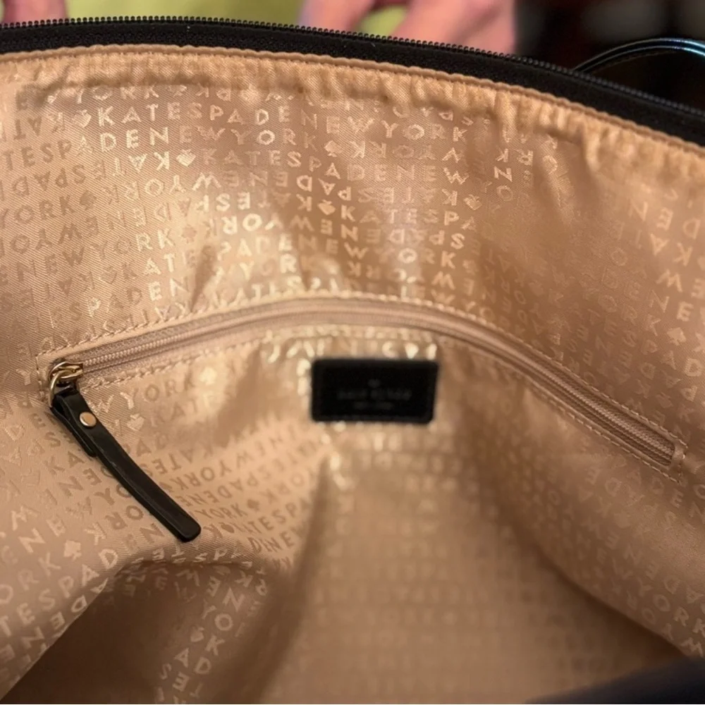 Kate Spade Glossy Black Patterned Tote